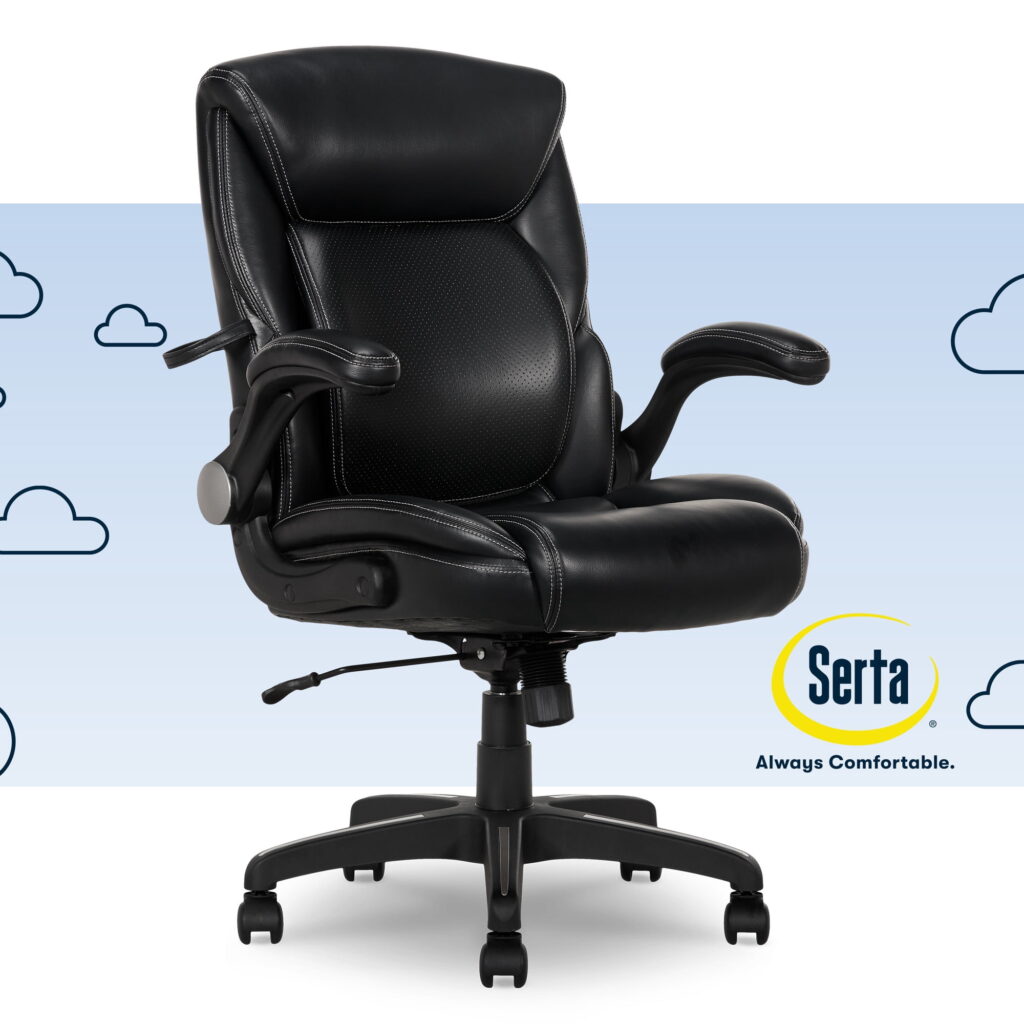 Serta Air Lumbar Bonded Leather Manager Office Chair, Black