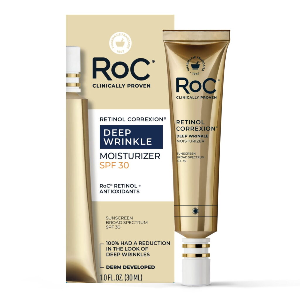 RoC Retinol Correxion Deep Wrinkle Face Moisturizer with SPF 30, for Fine Lines, Dark Spots, 1oz
