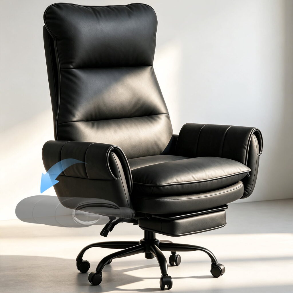 Patbrela Big and Tall Office Chair, PU Leather Swivel Desk Chair with Adjustable Armrests, Black