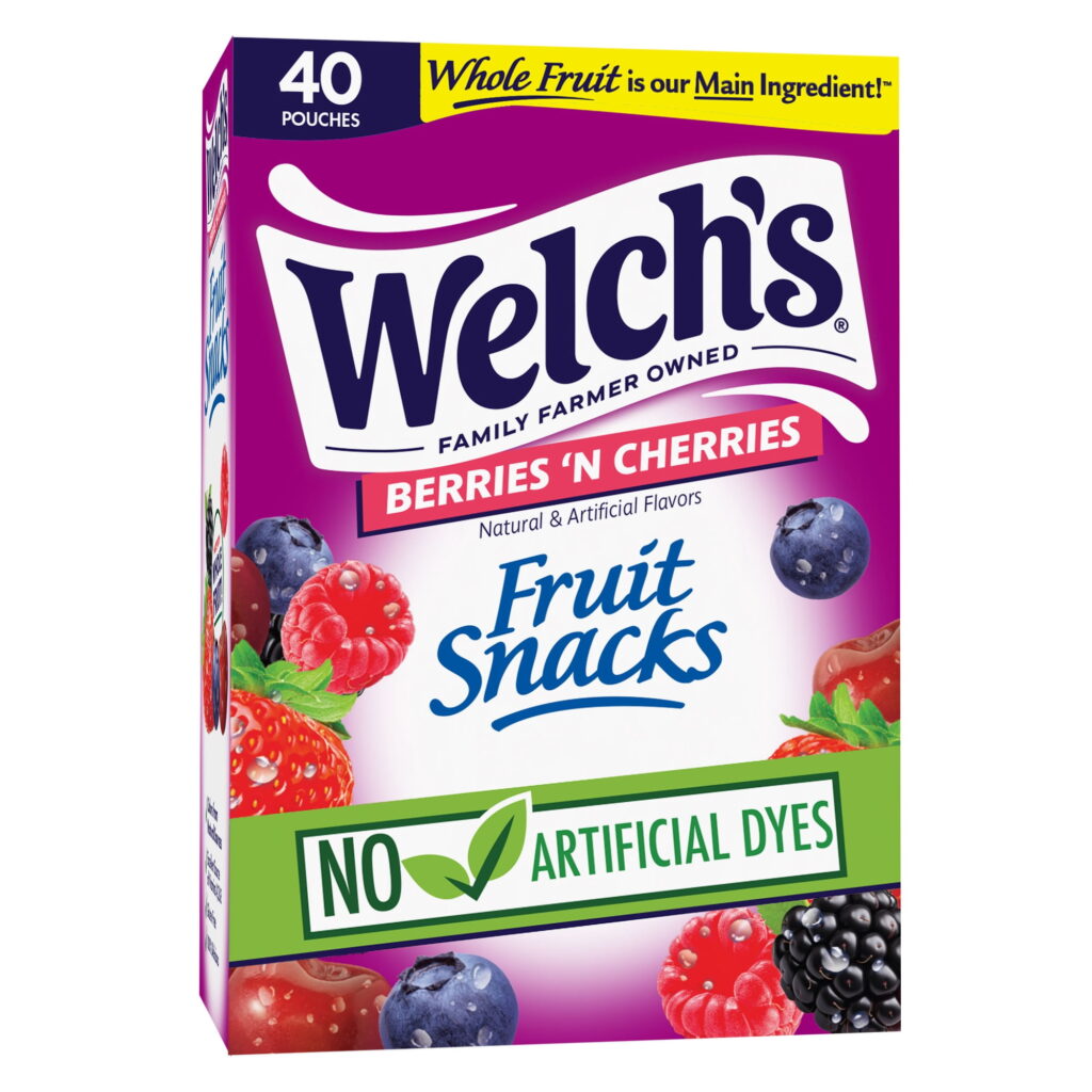 Welch's Fruit Snacks, Berries 'N Cherries, Soft Kids Snacks, 0.8 oz, 40 Count