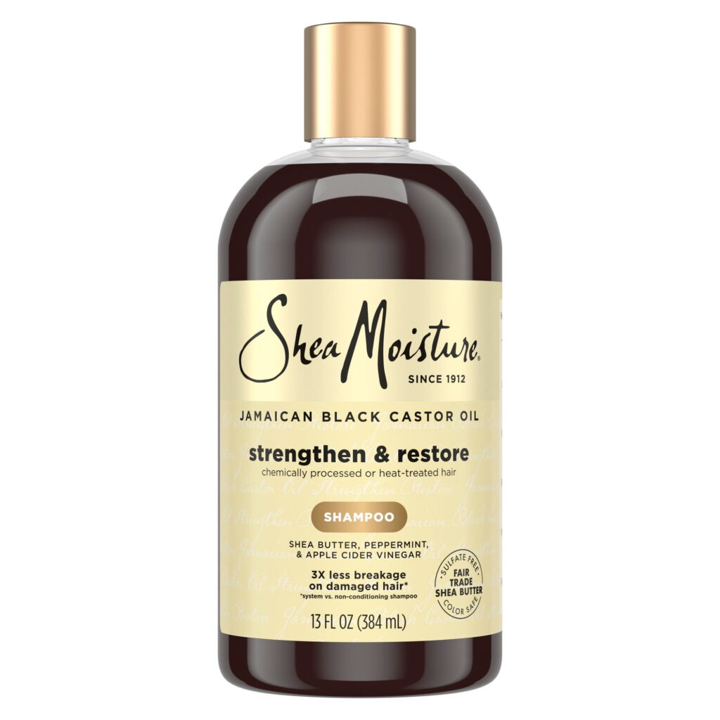 SheaMoisture Shampoo for Type 3 & 4 Dry Hair, Jamaican Black Castor Oil With Apple Cider Vinegar And Shea Butter, 13 fl oz
