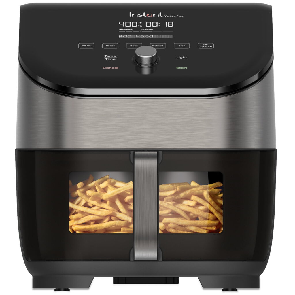 Instant Pot 6Qt Vortex Plus 6-in-1 Air Fryer with Odor Erase Technology, Crisps,Roasts, Broils, Dehydrates, Bakes & Reheats, Black