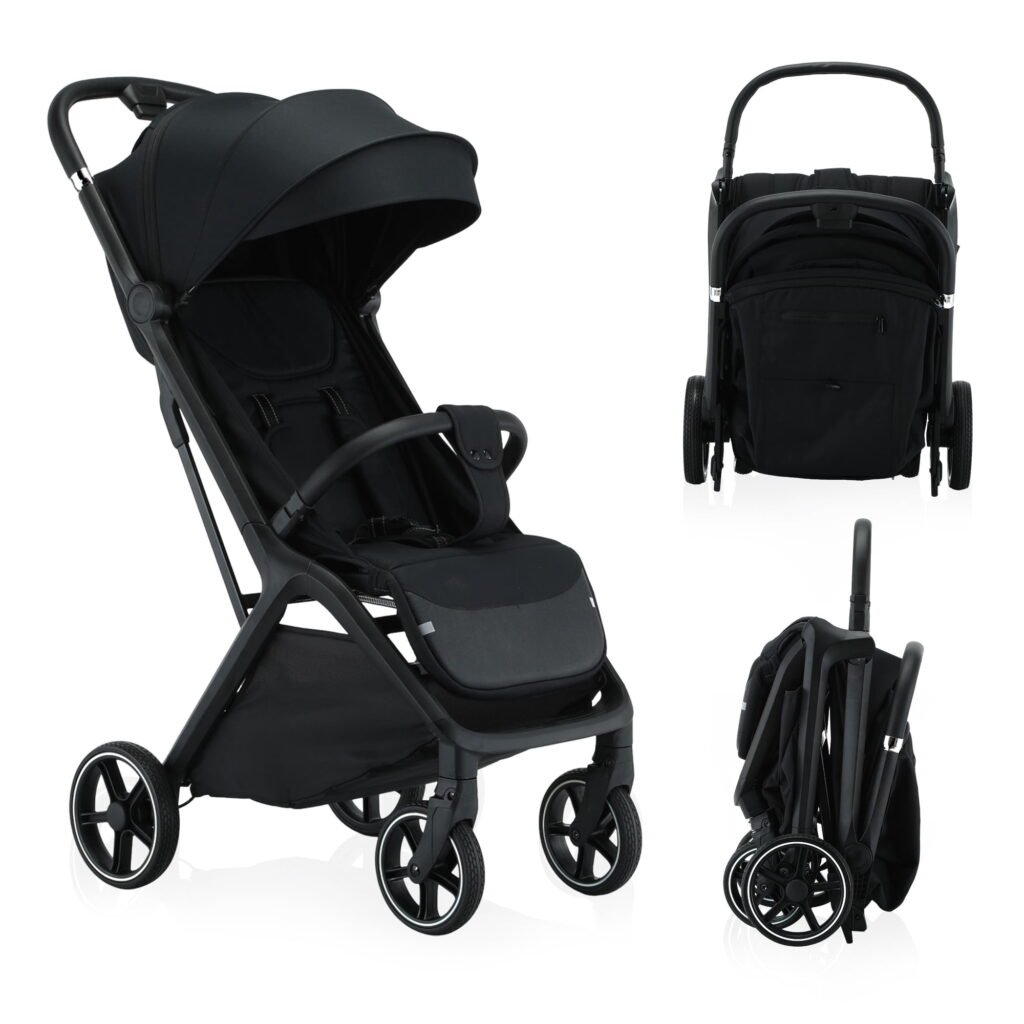Vrhot Compact Baby Stroller, One-Hand Fold, Lightweight, Multi-Position Recline, Canopy, For Infants and Toddlers, Black
