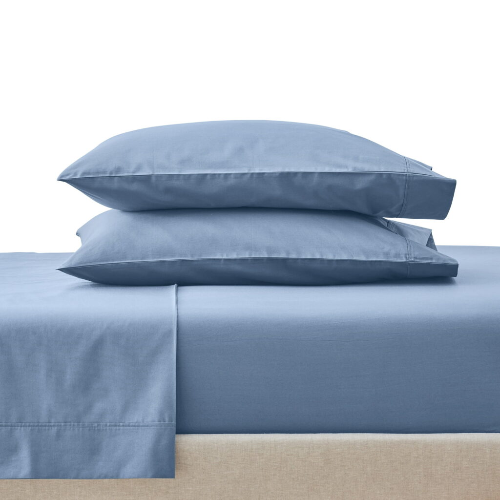 Better Homes & Gardens Cool & Crisp 3-Piece 300 Thread Count Cotton Percale Sheet Set, Blue Water, Twin