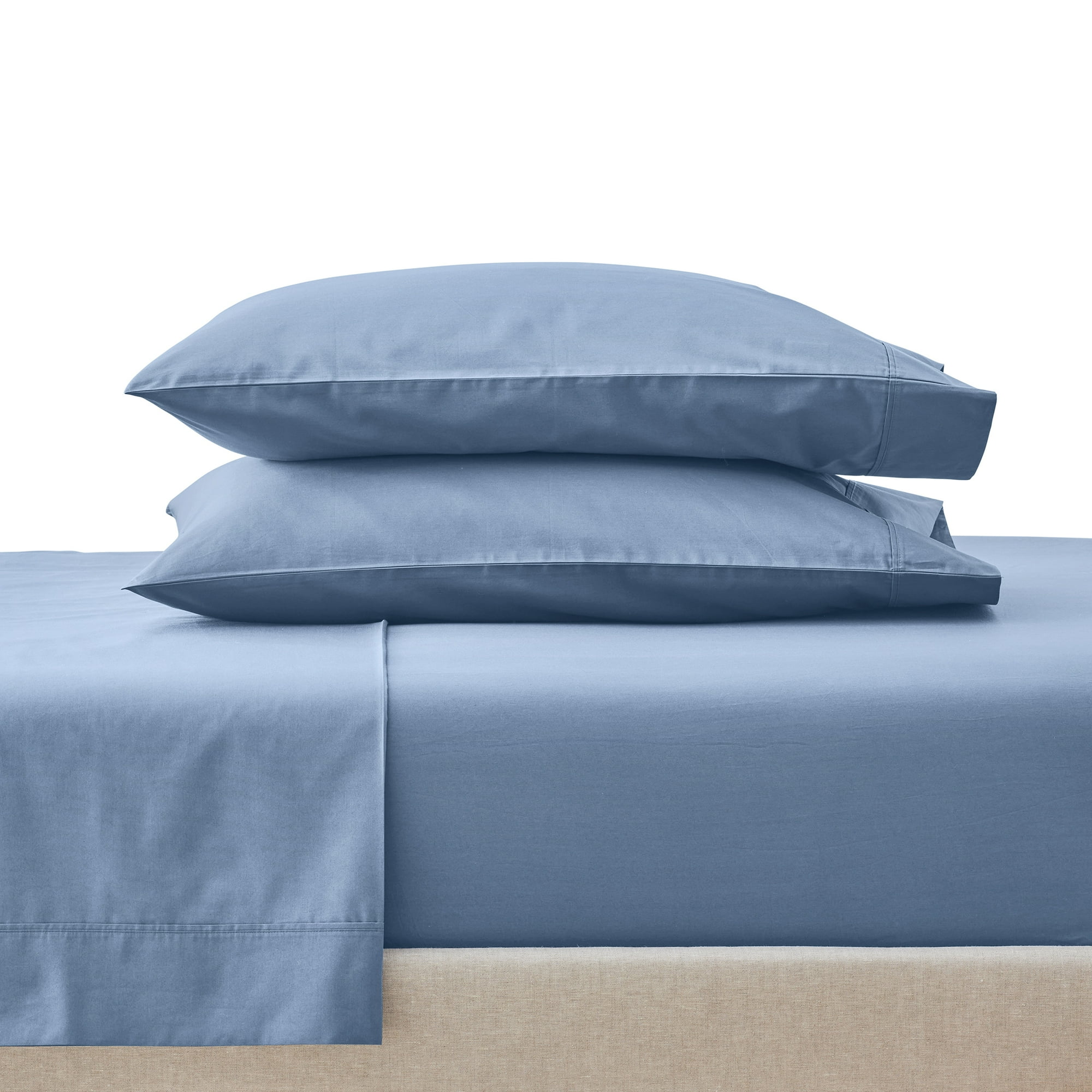 Better Homes & Gardens Cool & Crisp 3-Piece 300 Thread Count Cotton Percale Sheet Set, Blue Water, Twin