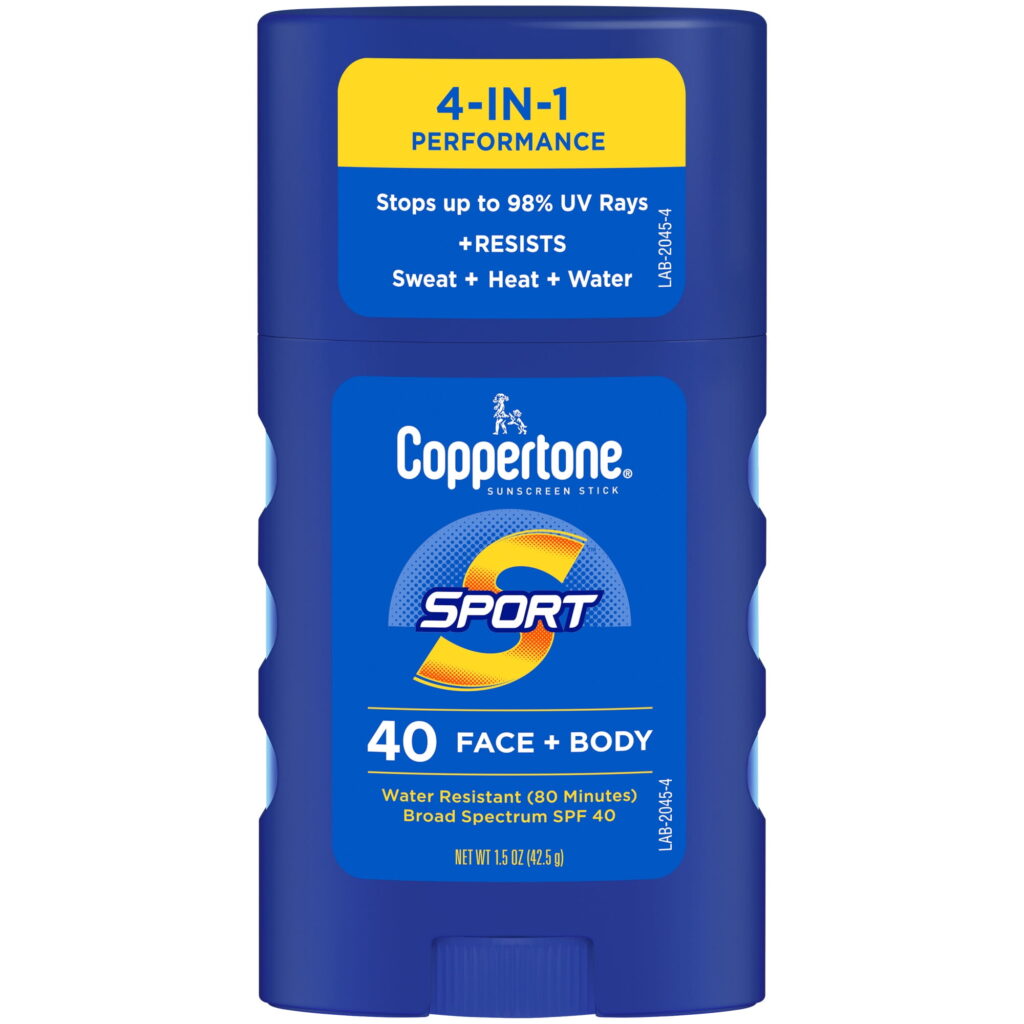 Coppertone Sport Sunscreen Stick, SPF 40 Travel Size Sunscreen, 1.5 oz
