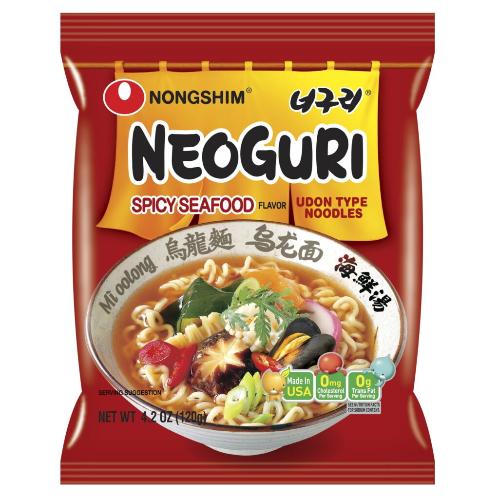 Nongshim Neoguri Spicy Seafood Ramyun Ramen Noodle Soup Pack, 4.2oz X 4 Count