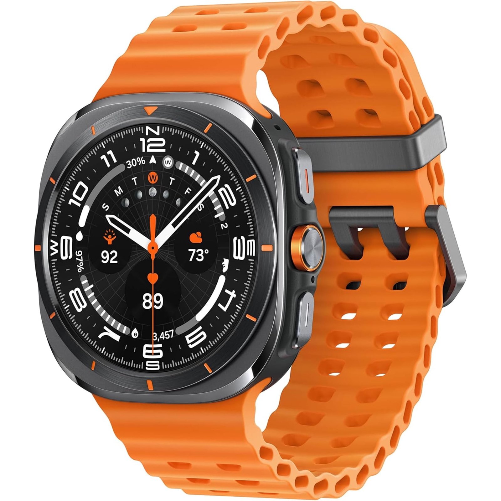 Samsung Galaxy Watch Ultra 47mm LTE Titanium Smart Watch, Titanium Gray, Orange Band