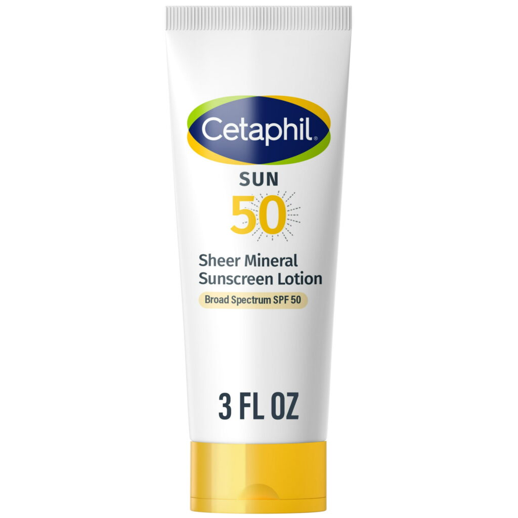 Cetaphil Sheer Mineral Body & Face Sunscreen Lotion, SPF 50, Travel Size, Fragrance Free, 3 fl oz