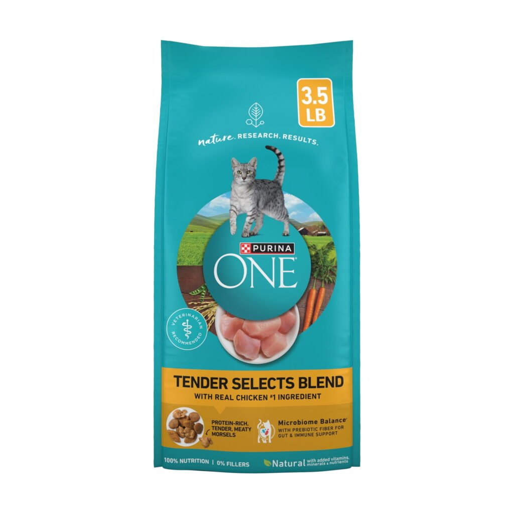 Purina ONE Tender Selects Blend With Real Chicken Digestive Natural Dry Cat Food, 3.5 lb, 4 Pack