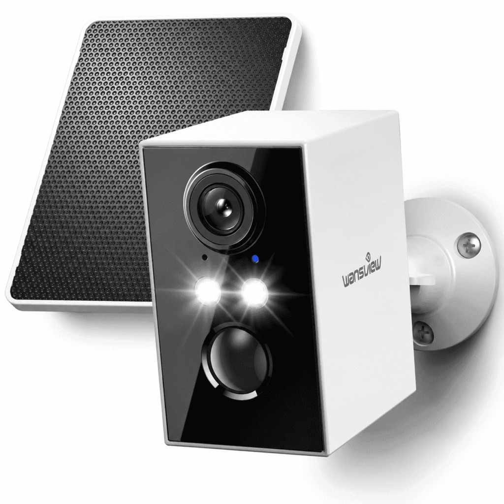 WANSVIEW 2K Outdoor Security Camera, IP65 Solar Camera Security Outside, Wireless Security Cameras WiFi Outdoor with AI Human Detection, Color Night Vision