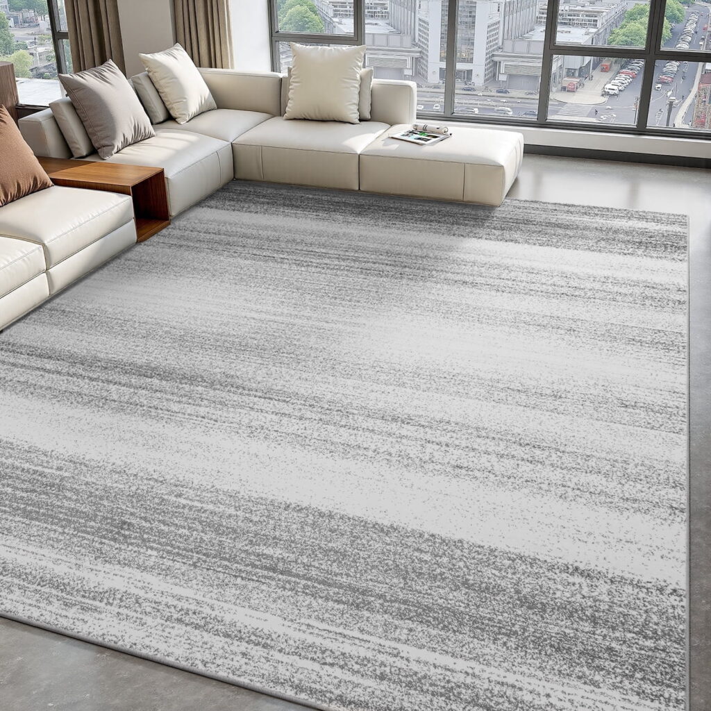VUNATE 5'x7' Area Rugs for Living Room Washable Rugs Modern Abstract Area Rug Soft Contemporary Neutral Carpet Indoor Rug for Bedroom Dining Room Office Foldable Nonslip Rug Light Gray