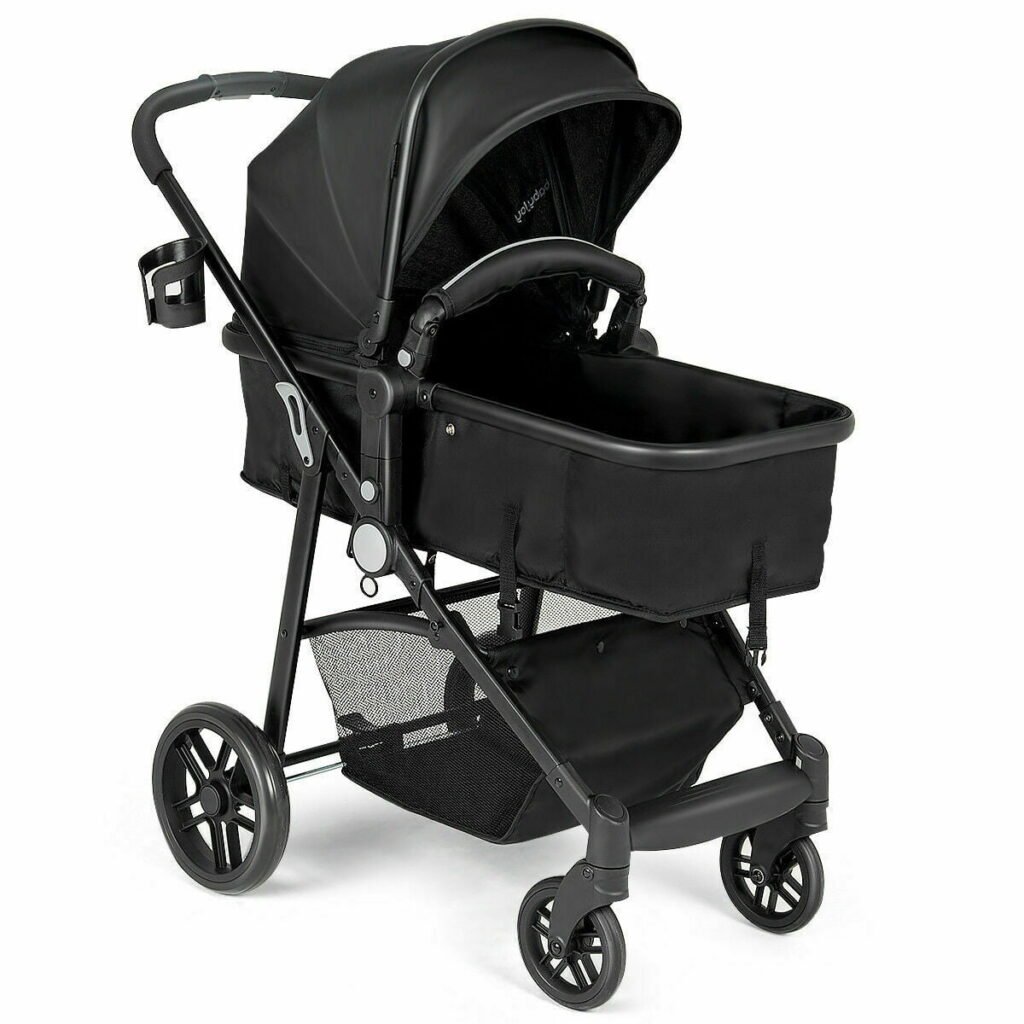 Costway Foldable Baby Stroller 2 in 1 Newborn Infant Travel Buggy Pushchair 22 lbs Black