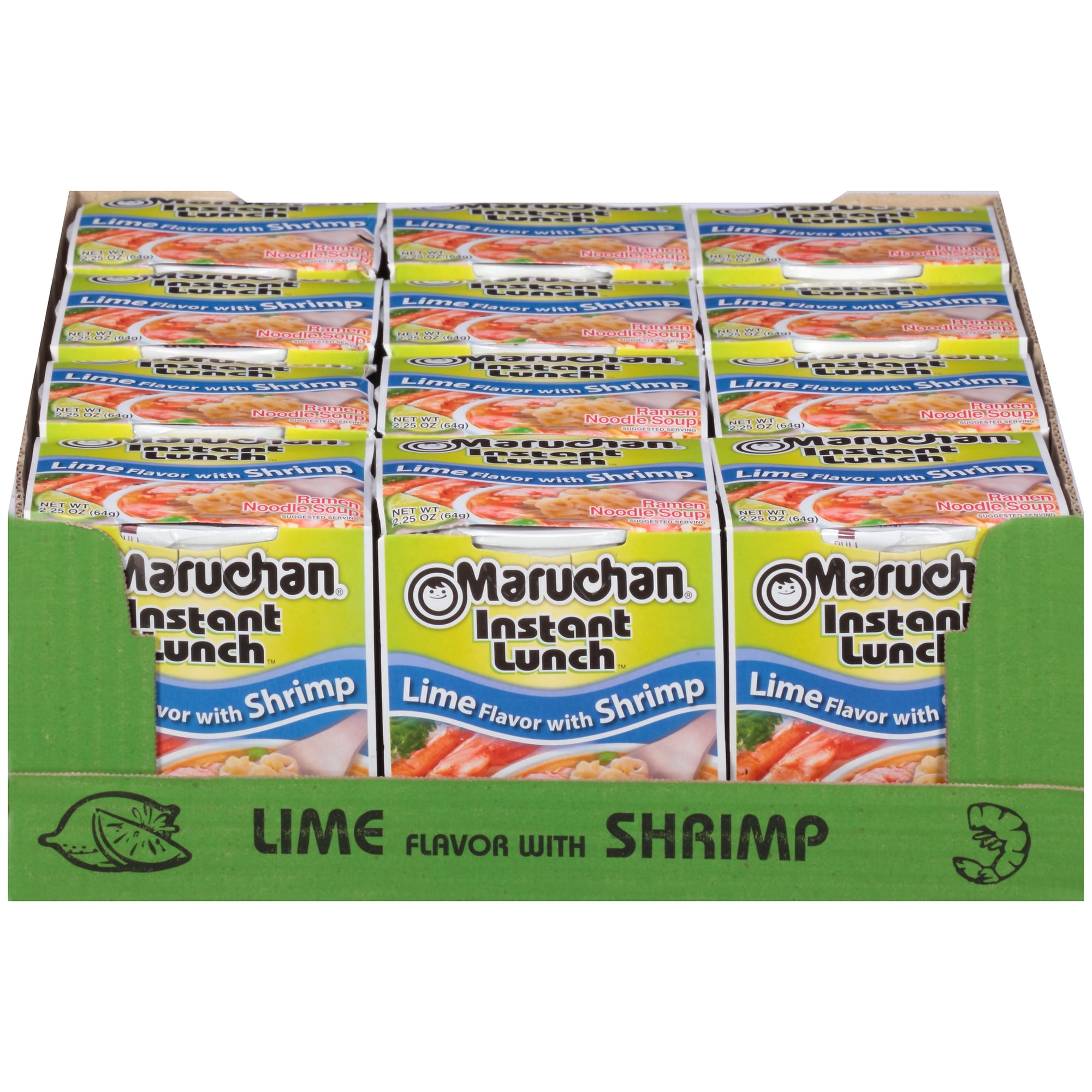 (12 Packs) Maruchan Lime with Shrimp Instant Lunch Ramen Noodles, 2.25 oz Cup