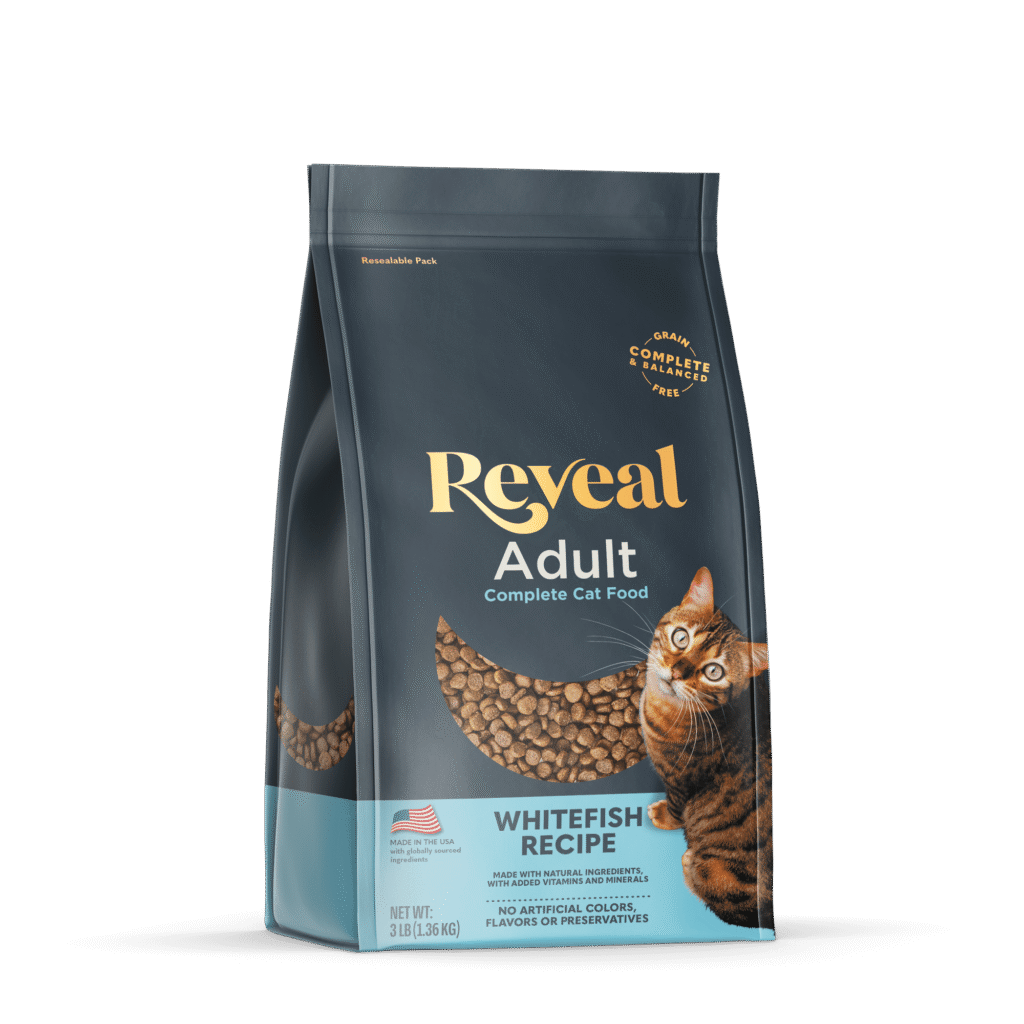 Reveal Pet Food Natural Dry Cat Food, Complete & Balanced Grain Free, Whitefish Flavor, 3lb Bag