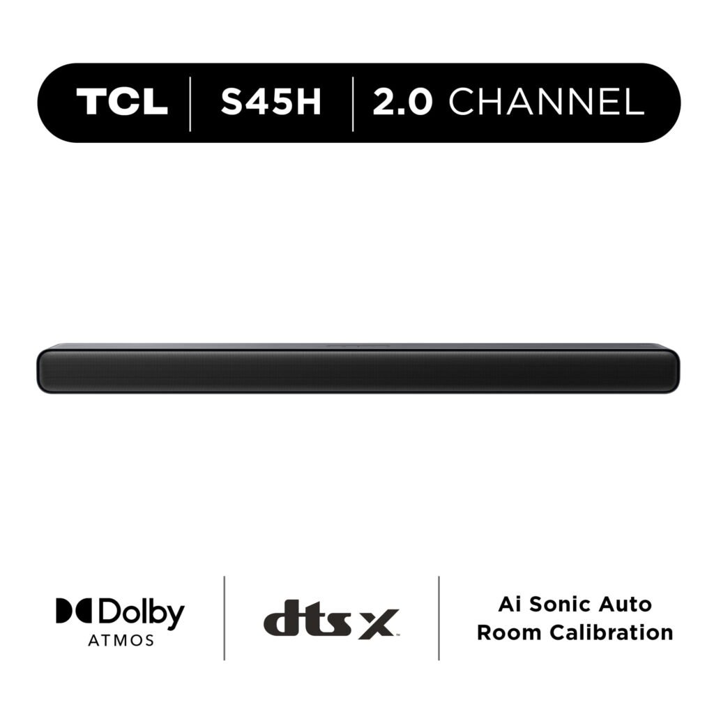 TCL S Class 2.0 Channel Sound Bar with Dolby Atmos, DTS Virtual:X, and Bluetooth Music Streaming - S45H