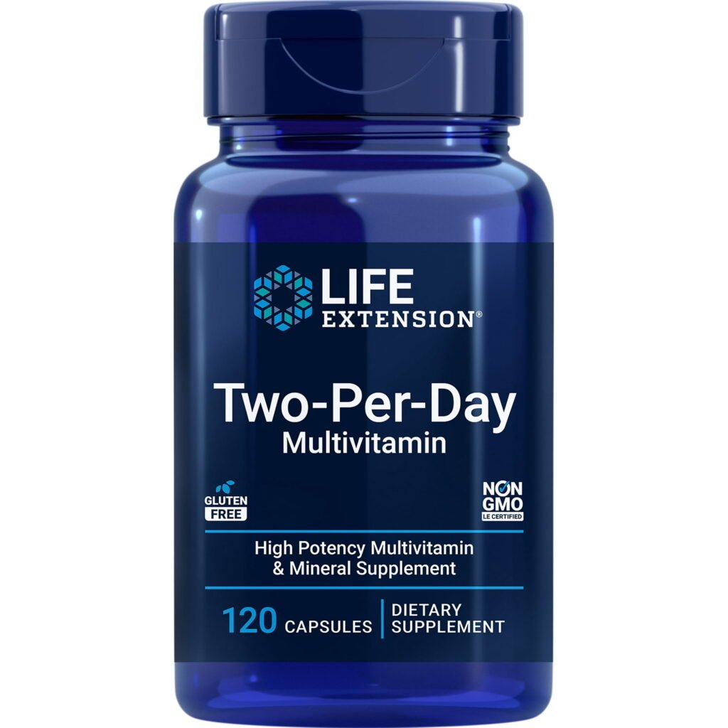 Life Extension Two-Per-Day Multivitamin, vitamins B, C, D, zinc, packed with over 25 vitamins, minerals and extracts, two-month supply, non-GMO, gluten-free, 120 capsules