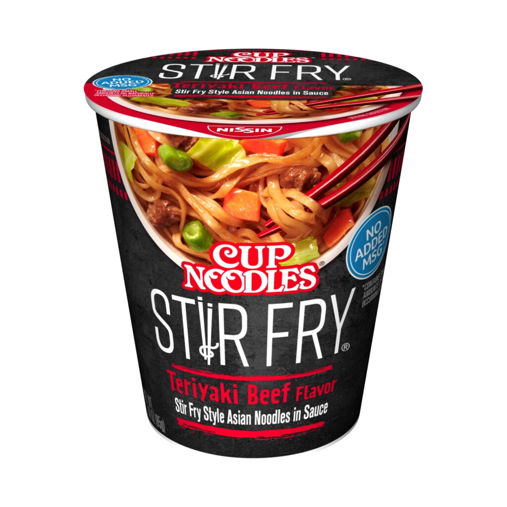 Nissin Foods Cup Noodles Stir Fry Ramen Noodles, Teriyaki Beef Flavor, 3.0 oz Cup, Shelf-Stable