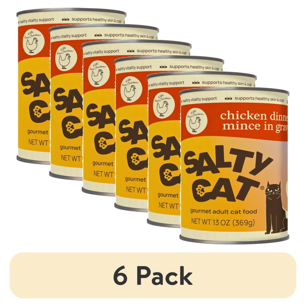 (6 pack) Salty Cat Chicken Dinner Mince in Gravy Wet Cat Food, 13 oz. Can