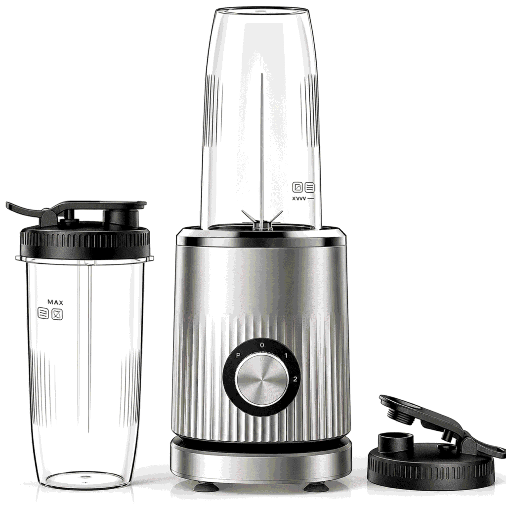 Smoothie Blender, 450W Personal Blender for Kitchen and Blend Shakes,Smoothies,Frozen Drinks, Baby Food with 2 No-BPA Portable Cups-Silver