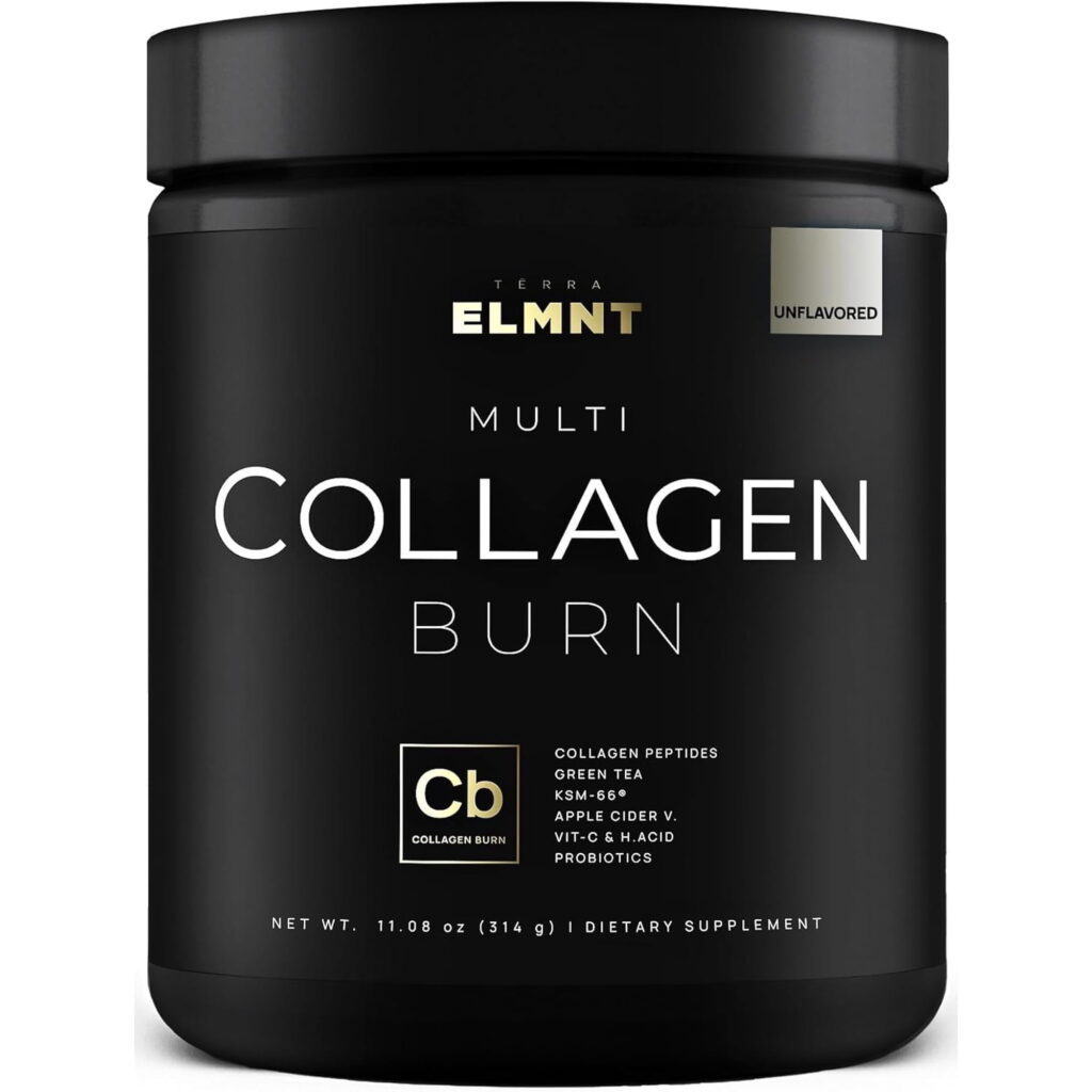 ELMNT Super Collagen Burn - Multi Collagen Peptides Powder for Women w. Apple C Vinegar (Unflavored)