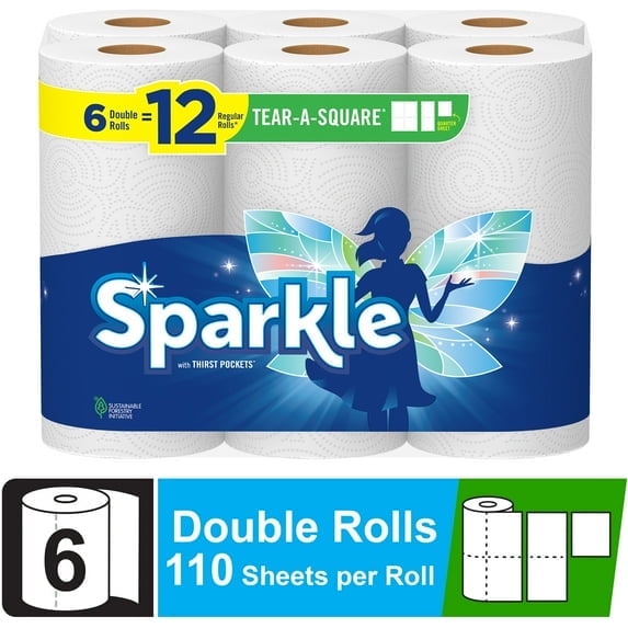 ( 2 Pack ) Sparkle Tear-a-Square Paper Towels, 6 Double Rolls
