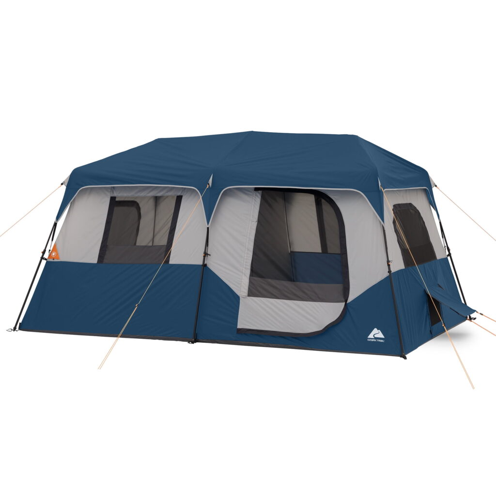 Ozark Trail 8 Person Instant Cabin Tent, 13 ft x 9 ft x 72 in, Recycled Materials, Blue
