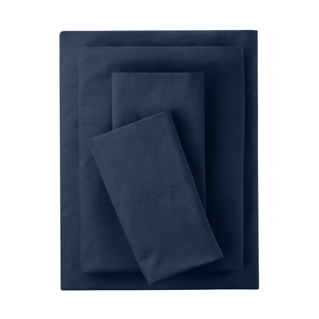 Mainstays 3-Piece 300 Thread Count Blue Cove Cotton Blend Percale Bed Sheet Set, Twin XL
