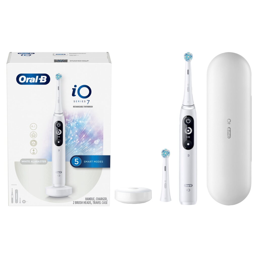 Oral-B iO Series 7 Electric Toothbrush with 2 Brush Heads, White Alabster