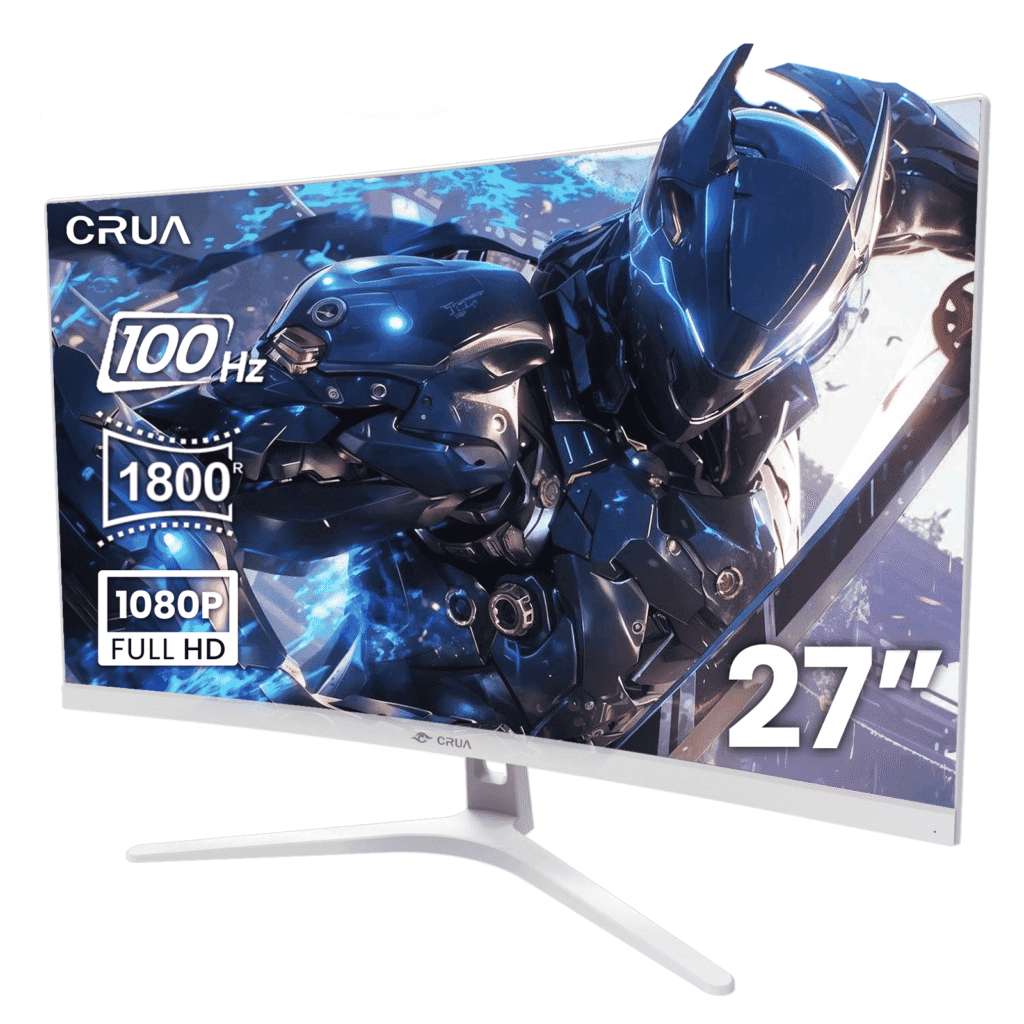 CRUA 27"100Hz Curved Monitor, FHD 1080P Computer Monitor๏ผ1800R 100 sRGB FreeSync HDMI White