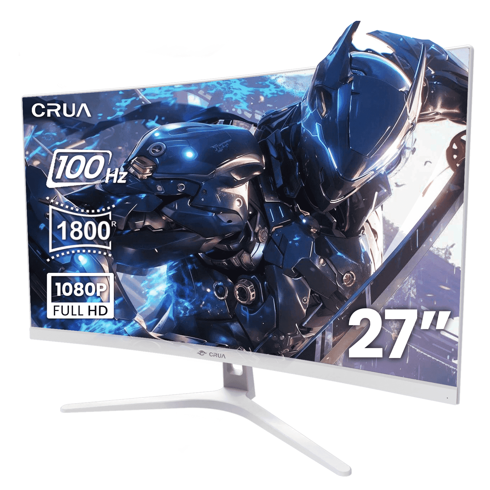 CRUA 27"100Hz Curved Monitor, FHD 1080P Computer Monitor,1800R 100 sRGB FreeSync HDMI White