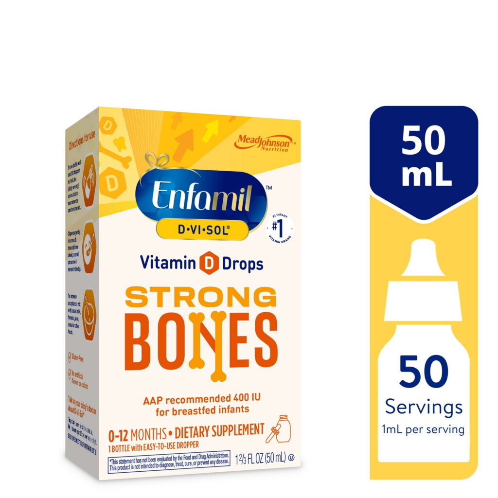 Enfamil Baby Vitamin D-Vi-Sol Liquid Vitamin D Drops, Supports Strong Teeth & Bone Development, 50mL Bottle