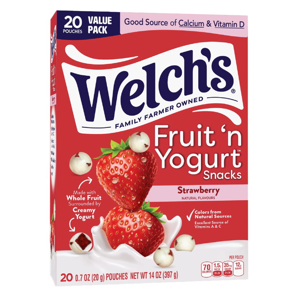 Welch's Fruit 'N Yogurt Snacks, Strawberry, Soft Kids Snacks, 0.7 oz, 20 Count