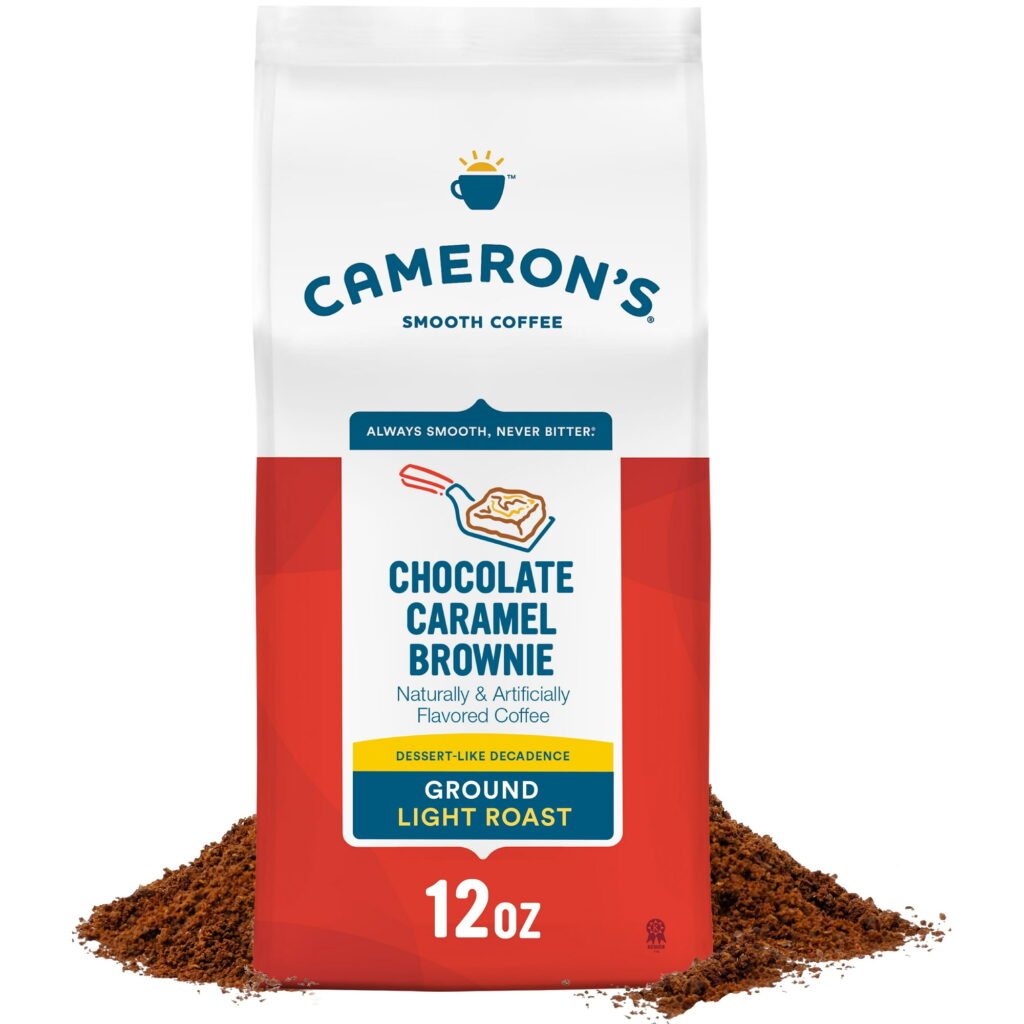 Cameron's Coffee Chocolate Caramel Brownie Flavored Light Roast Ground Arabica Coffee, Dessert Decadence, 12 oz Bag