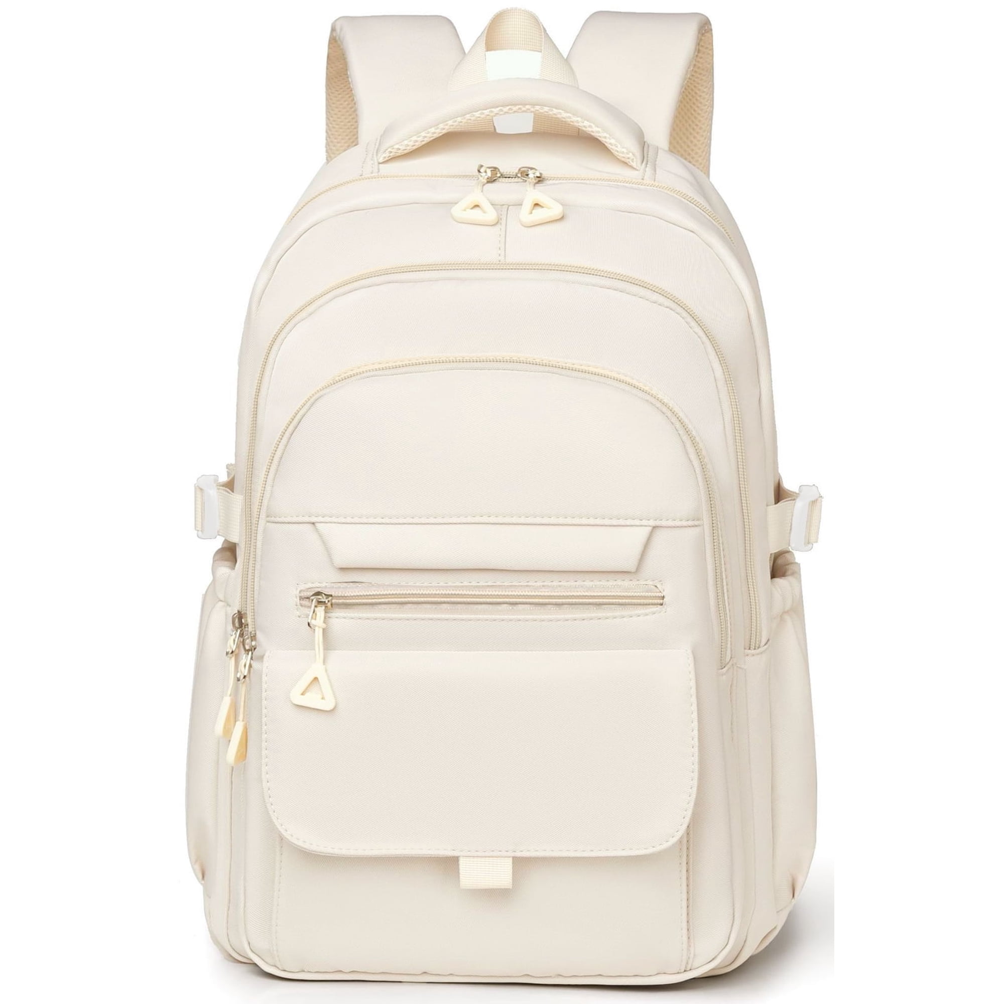 DAKIMOE School Backpack for College High Middle School Fashion Student bag, Cute Aesthetic Teen Bookbag for Teens Women, Beige