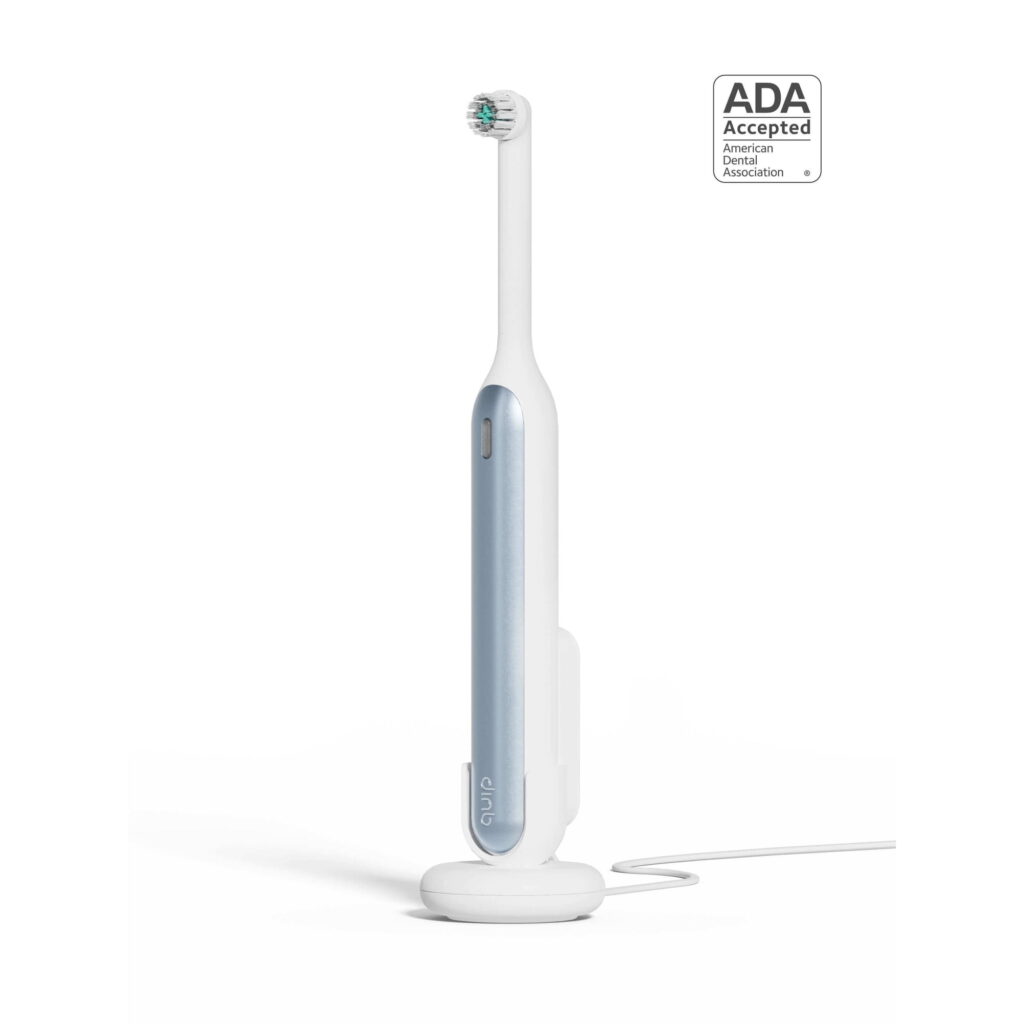 quip Rev 360 Oscillating Rechargeable Electric Toothbrush, Blue Mist, Soft Bristle