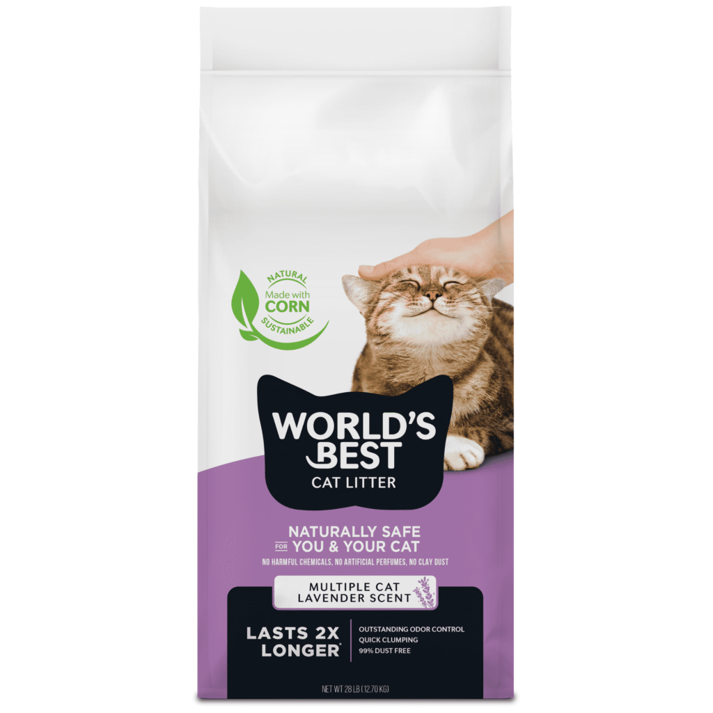 WORLD'S BEST CAT LITTER Multiple Cat Lavender Scented - Long-Lasting Odor Control, Natural Ingredients, Quick Clumping, Flushable, 99% Dust Free - Calming Fragrance - 28 lb Bag