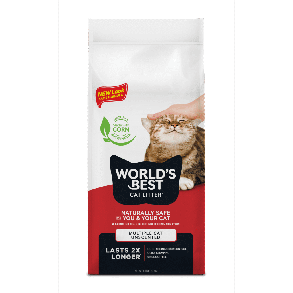 WORLD'S BEST CAT LITTER Multiple Cat Unscented - Natural Ingredients, Quick Clumping, Flushable, 99% Dust Free - Long-Lasting Odor Control & Easy Scooping - 8 lb Bag