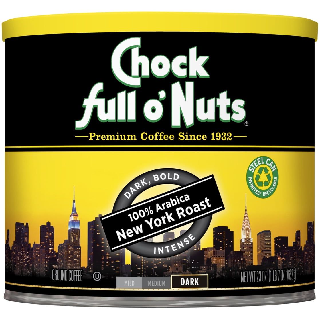 Chock full o'Nuts® New York Roast Dark Roast Ground Coffee Can 23 oz