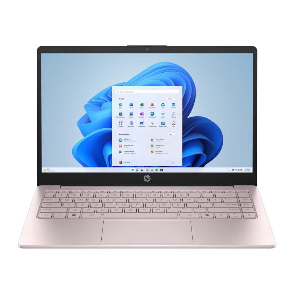 HP 14 inch HD Windows Laptop Intel Processor N150 4GB RAM 128GB UFS, Tranquil Pink