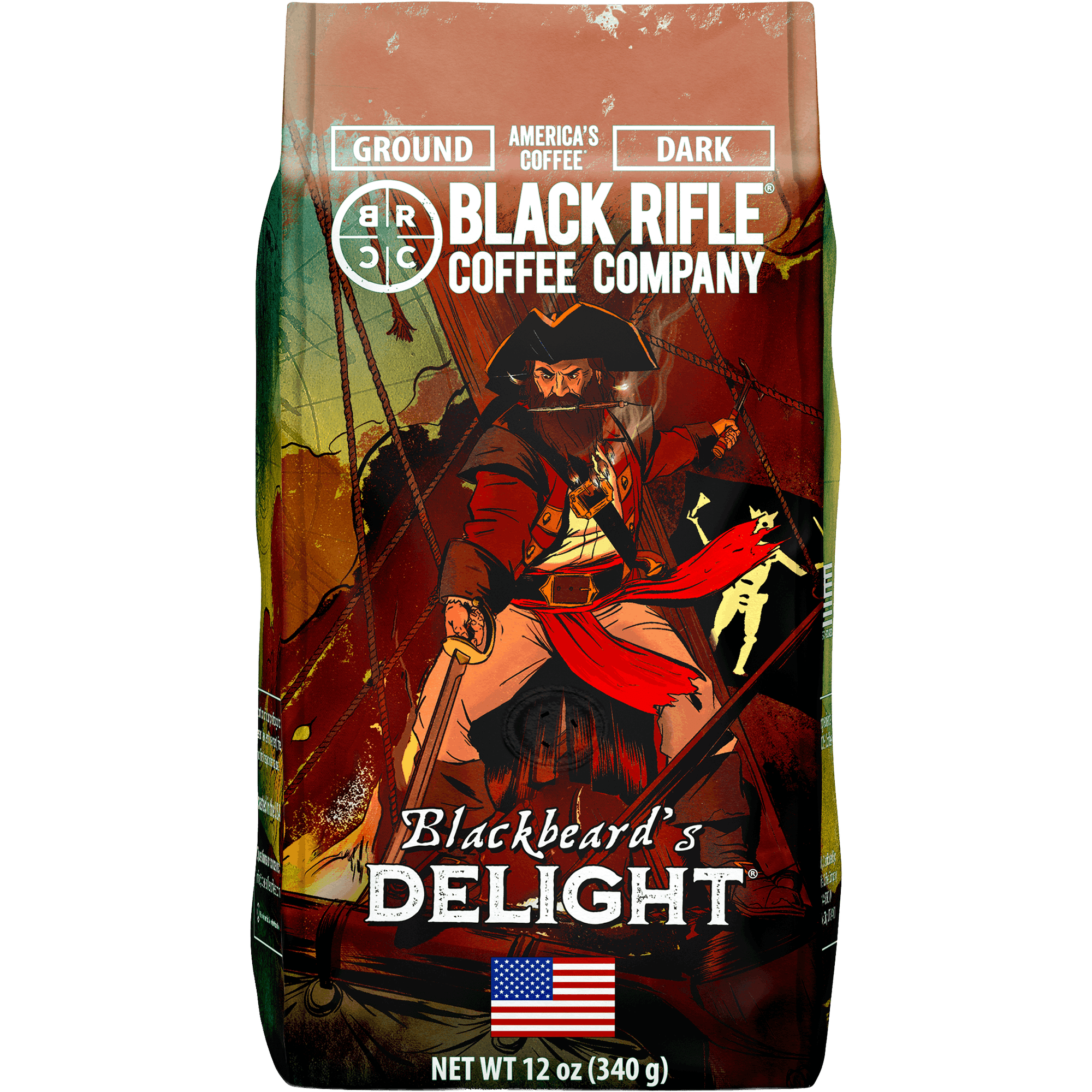 Black Rifle Coffee Company Blackbeard's Delight, Dark Roast, Ground Coffee, 12 oz