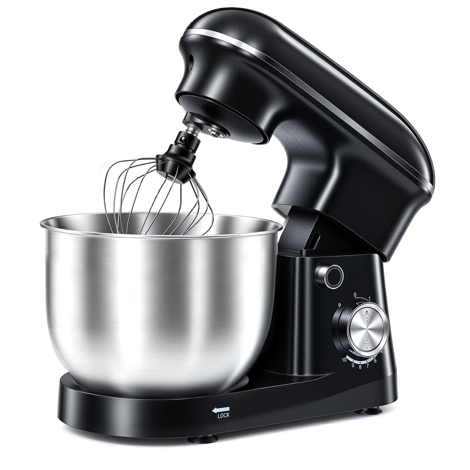 EDX 6.3 QT Stand Mixer,10-Speed Electric Kitchen Mixer with Dough Hook,Whisk,Flat Beater and Bowl,Portable Lightweight Food Mixer for Most Home Cooks,Dishwasher Safe,Black