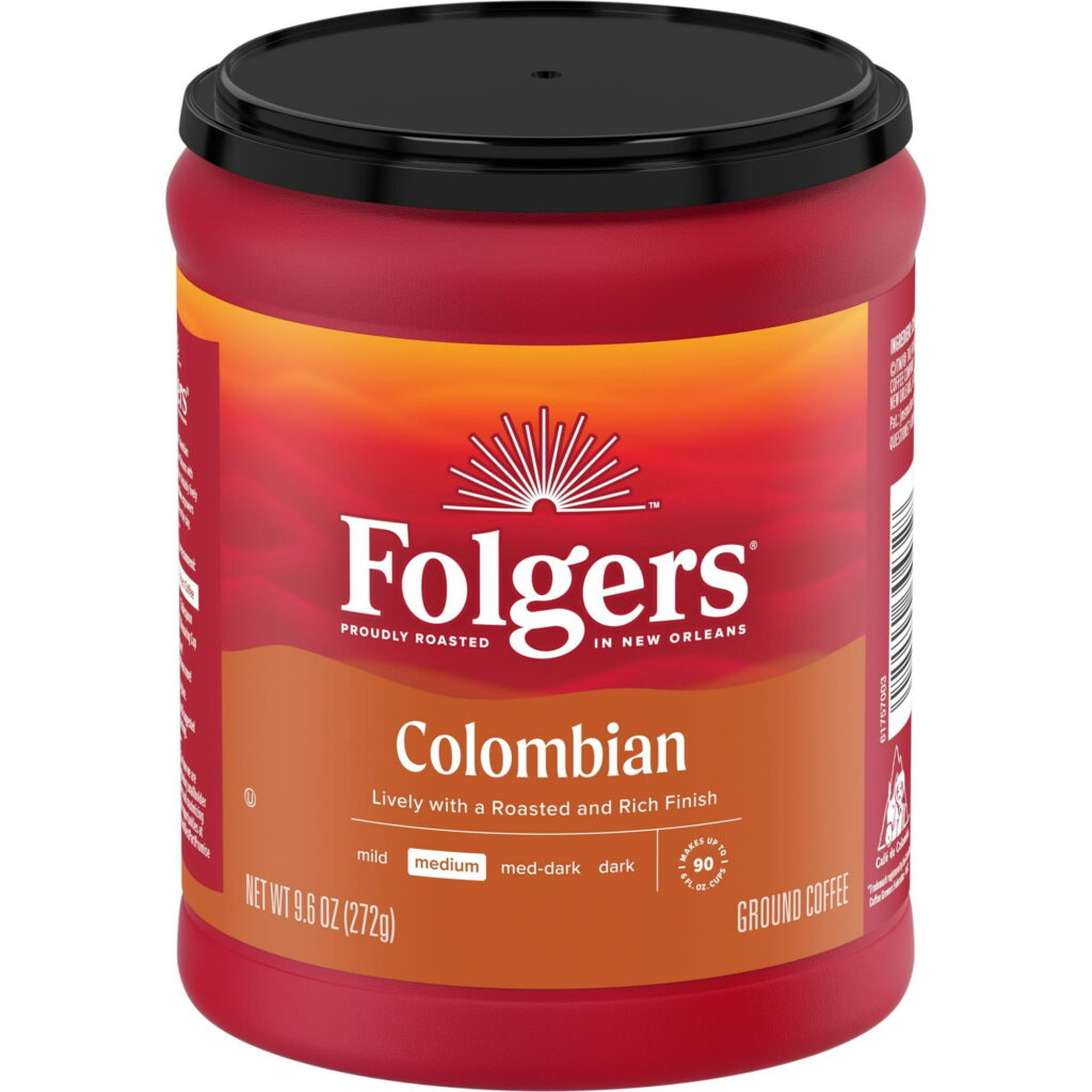 Folgers Colombian Ground Coffee, Medium Roast, 9.6 oz Canisterโฏ