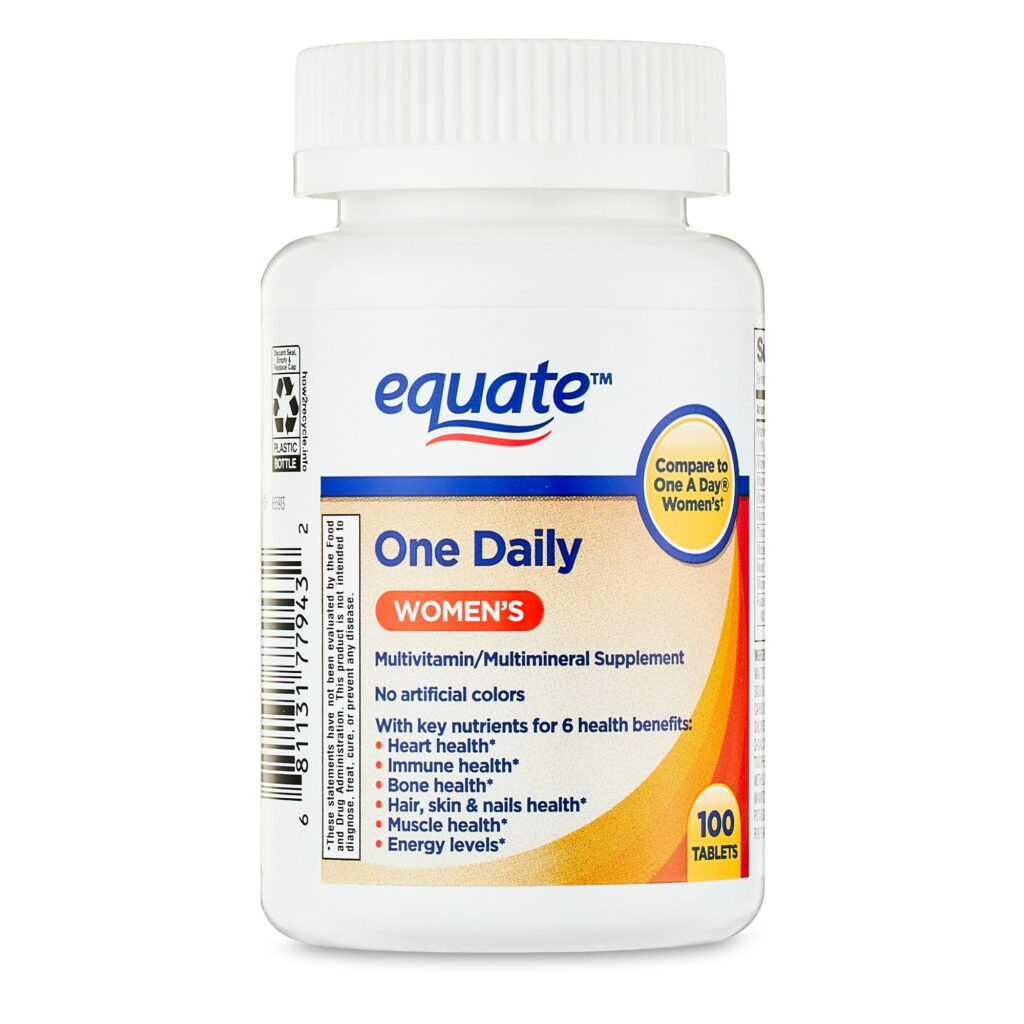 Equate One Daily Women's Multivitamin/Multimineral Supplement Tablets for Women's Health, 100 Count, Compare to One a Dayยฎ Women's