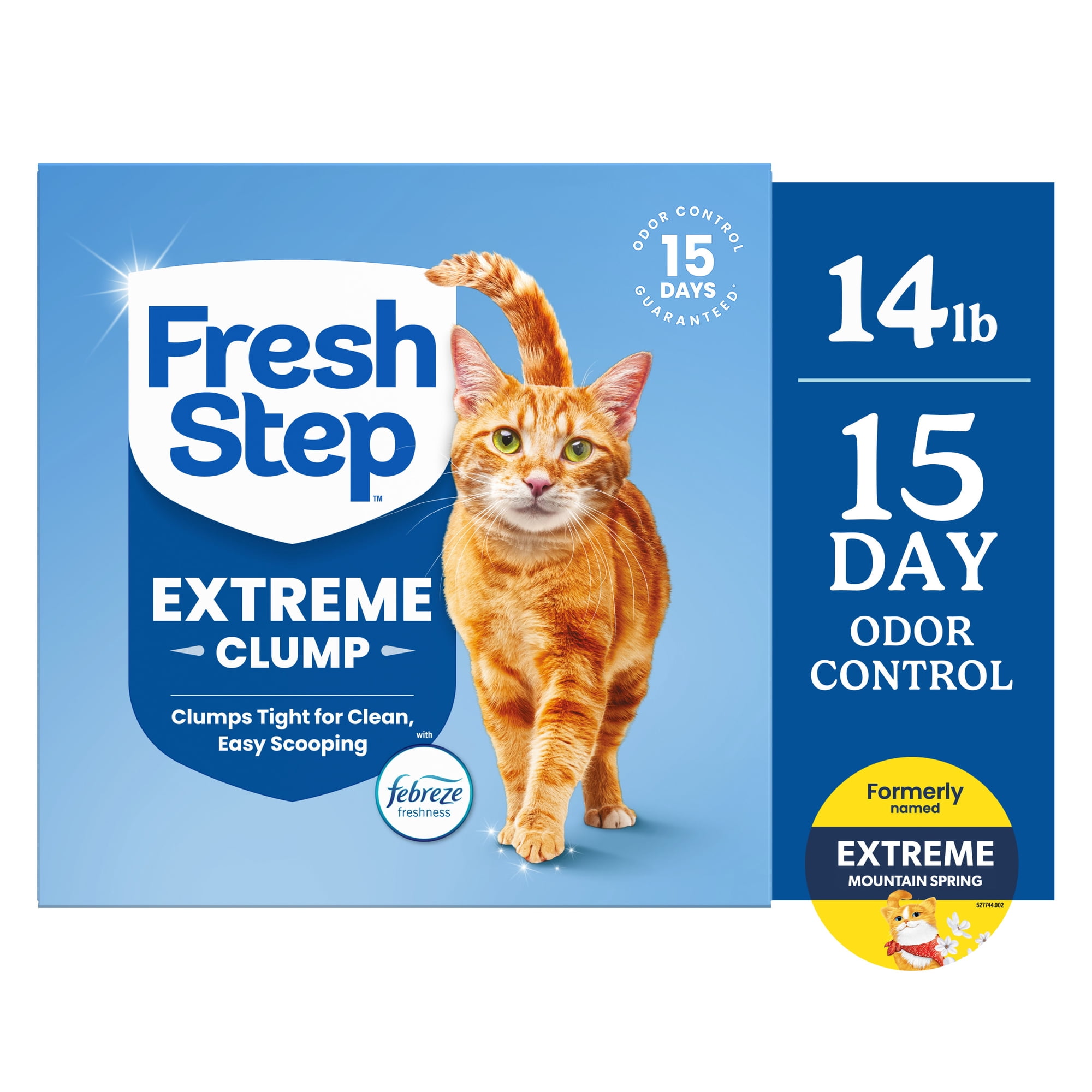 Fresh Step Extreme Clumping Multi Cat Clumping Litter with Febreze Freshness, Mountain Spring Scent, 14 lb