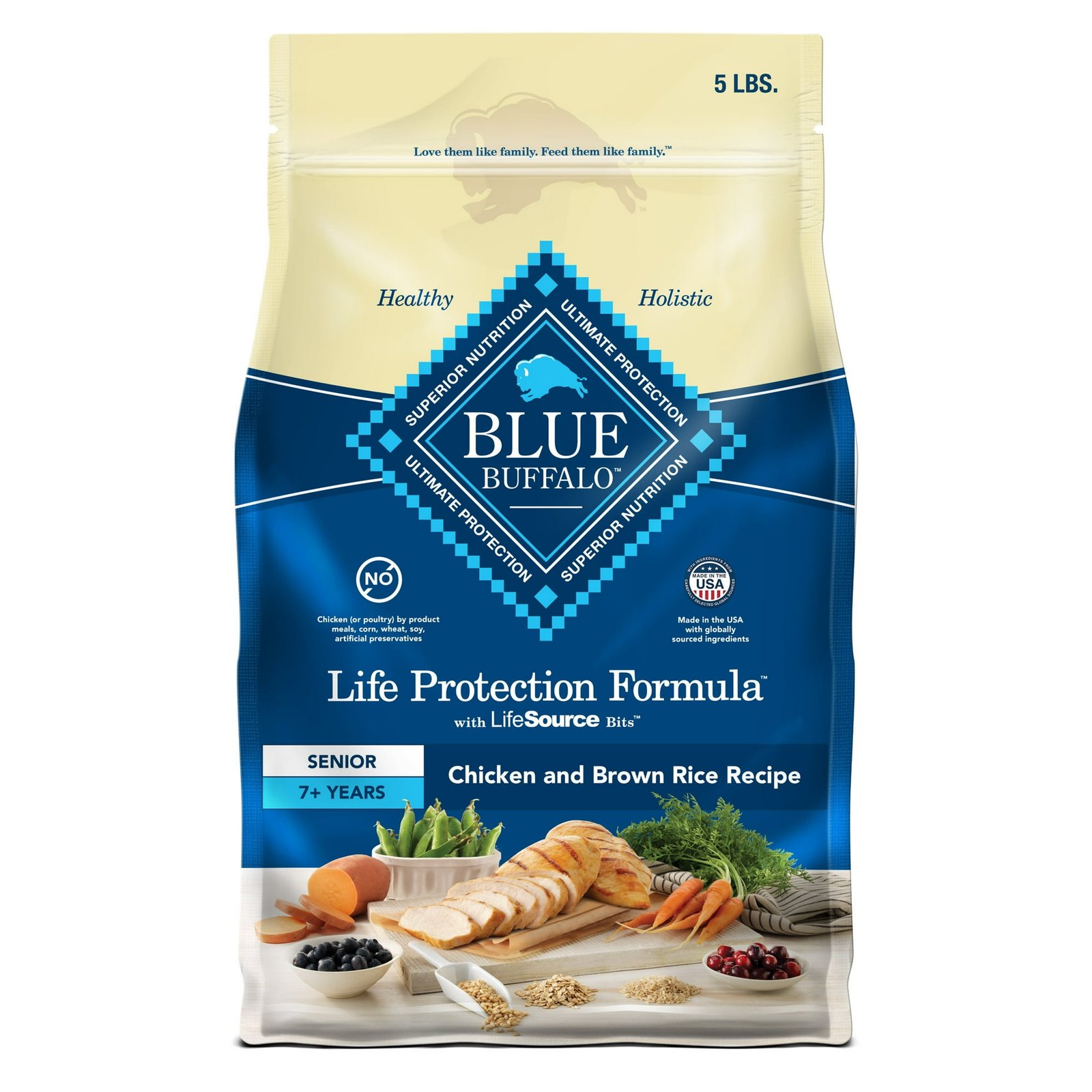 Blue Buffalo Life Protection Formula Senior Dry Dog Food Chicken & Brown Rice 5lb Bag