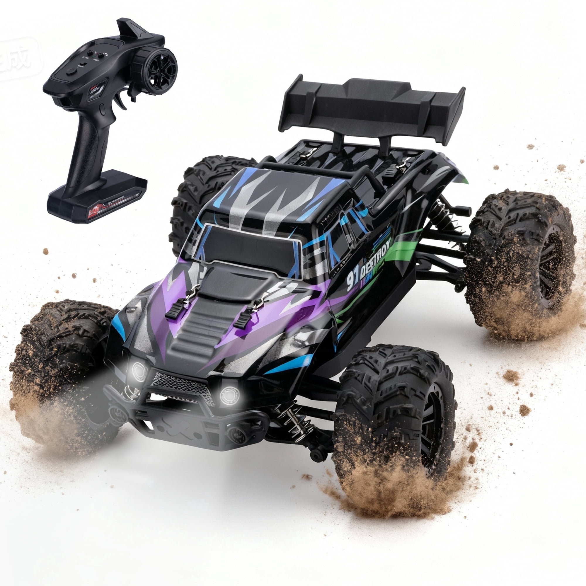 Redsmile 1:16 Fast RC Cars, 37 MPH 4WD Off-Road Remote Control Car Truck with All-Terrain Tires and 2 Batteries, Toys Gift for Children and Kids