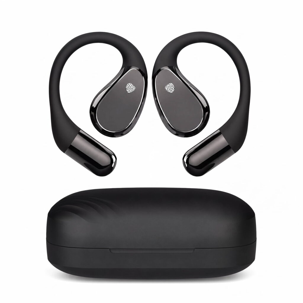 ETEPEHI Wireless Earbuds - Bluetooth 5.3 Open Ear Earbuds with Digital Display - IPX7 Lightweight Air Conduction Bluetooth Headphones for Workouts/Running (Black)