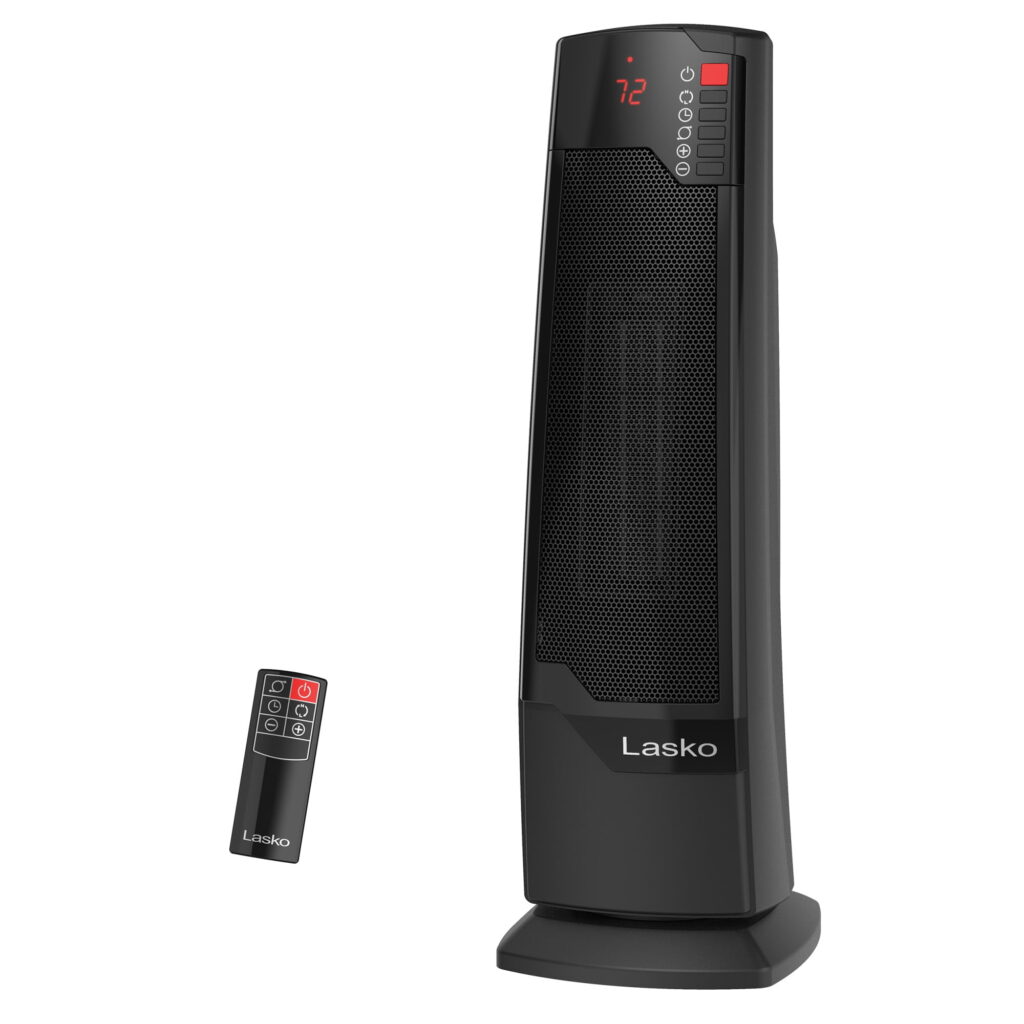 Lasko CT22835 Black 1500W 2 Speed, Oscillating, Remote, Timer Ceramic Tower Space Heater