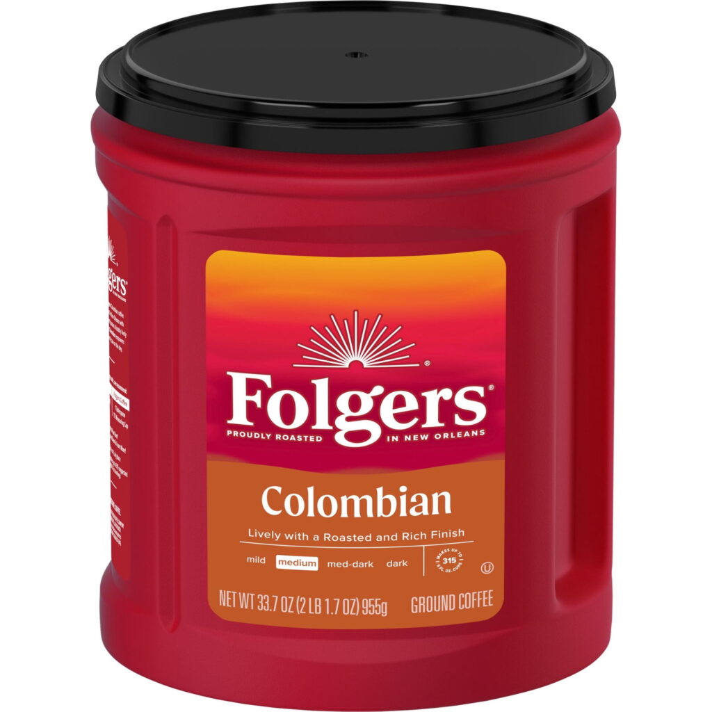 Folgers Colombian Ground Coffee, Medium Roast, 33.7 oz Canister